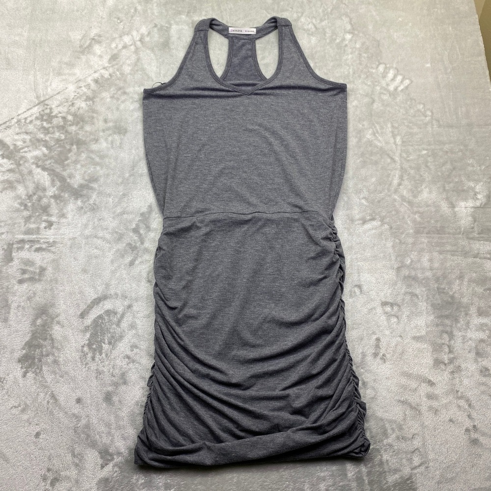 Athleta Gray Racerback Ruched‎ Tank Dress M Made in Indonesia Casual Travel